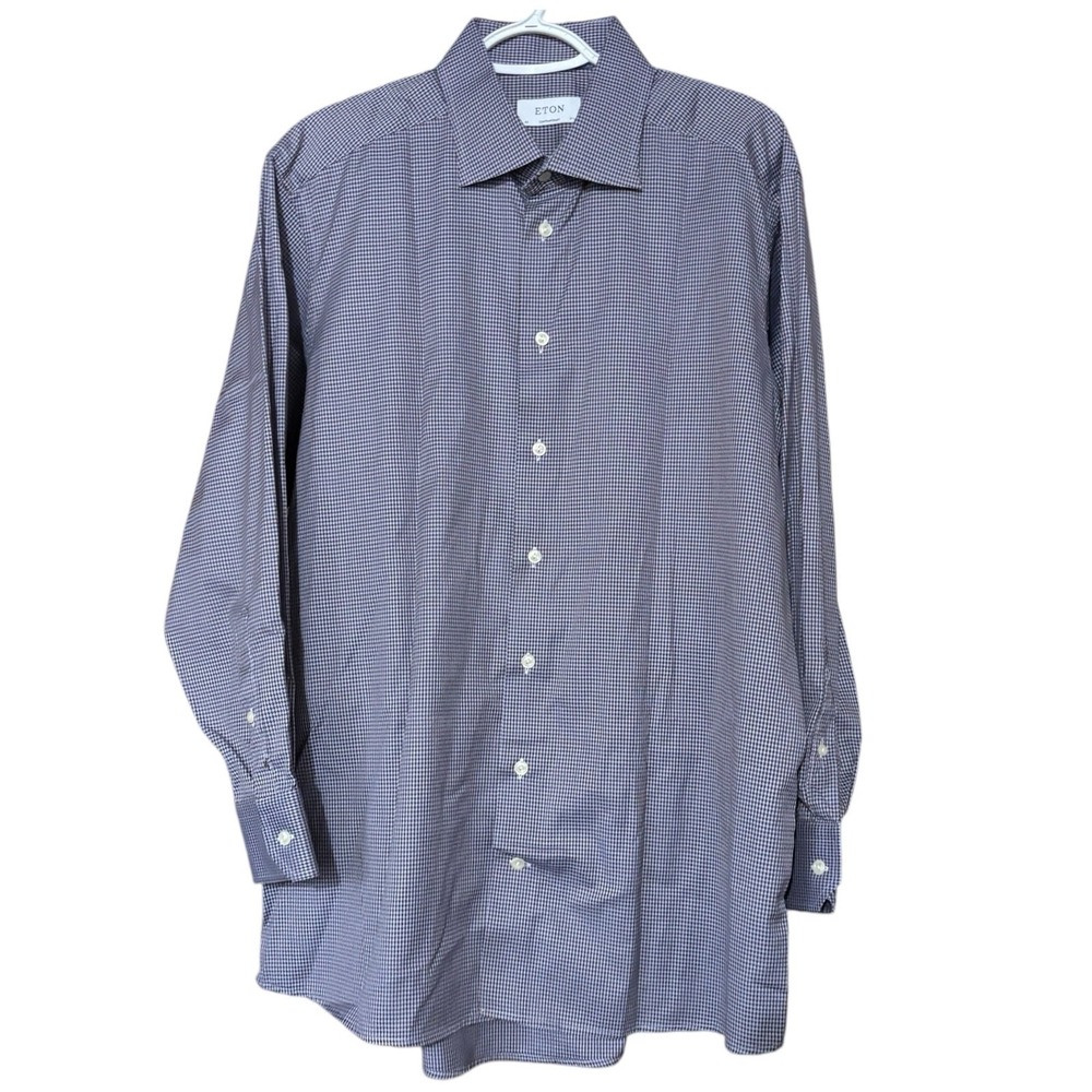 ETON Contemporary Dress Shirt 44 size 17.5 Micro Check Spread Office Boardroom
